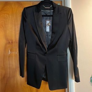 NEW White House Black Market Black Satin Suit Blazer 4